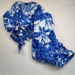 Ashley Stewart Floral Wrap Top & Skirt Plus Size 22/24 Maxi Length 3/4 Sleeve